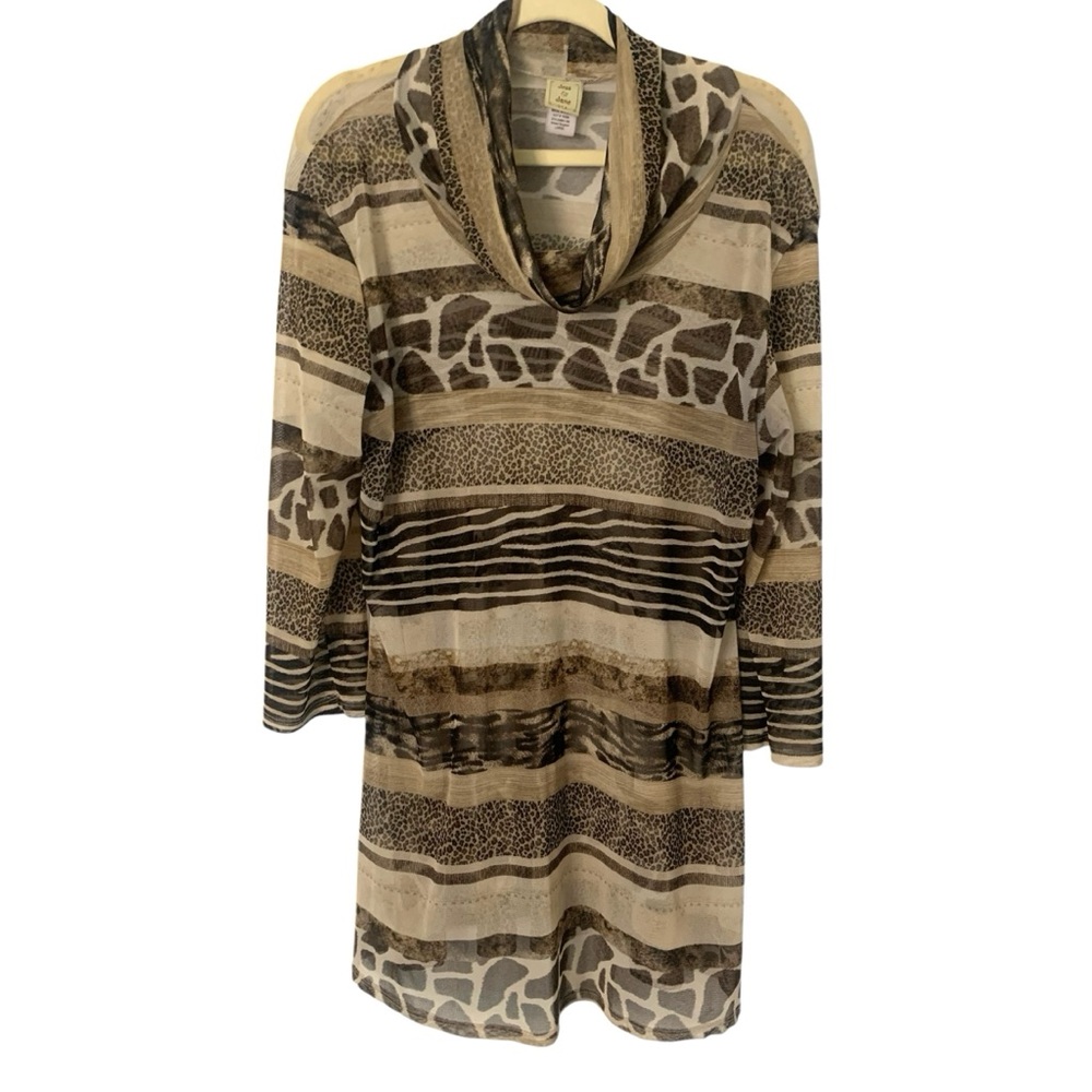 Jess & Jane Large Made in USA Sheer Nylon Cowl Neck Tunic Top